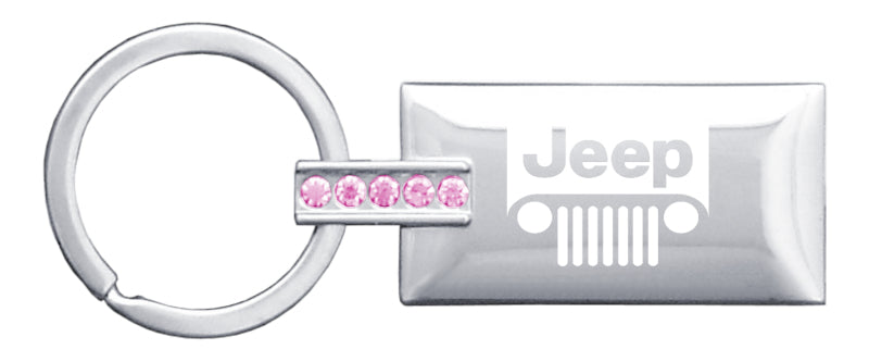 Jeep Grill Jeweled Rectangular Key Fob - Pink