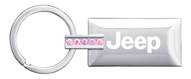 Jeep Jeweled Rectangular Key Fob - Pink