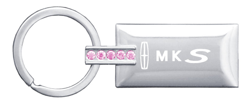 Lincoln MKS Jeweled Rectangular Key Fob - Pink