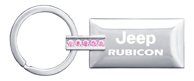 Jeep Rubicon Jeweled Rectangular Key Fob - Pink