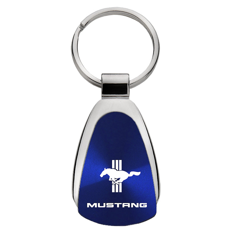 Mustang Tri-Bar Teardrop Key Fob - Blue