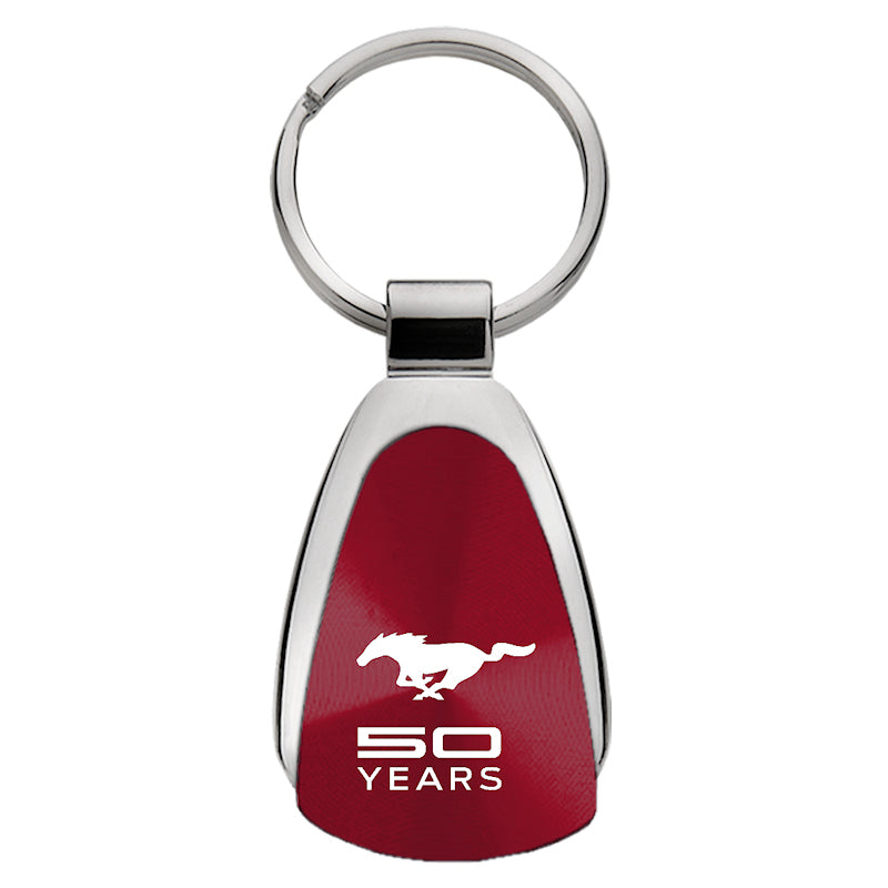 Mustang 50 Years Teardrop Key Fob - Burgundy