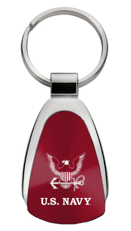 Military U.S. Navy Insignia Teardrop Key Fob - Burgundy