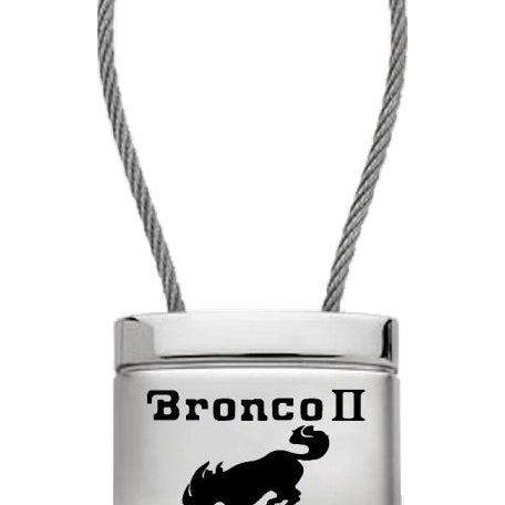 Ford Bronco II Satin-Chrome Cable Key Fob - Silver