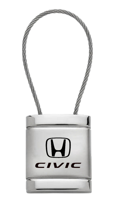 Honda Civic Satin-Chrome Cable Key Fob - Silver