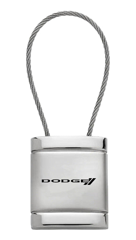 Dodge Stripe Satin-Chrome Cable Key Fob - Silver