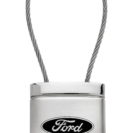 Ford Satin-Chrome Cable Key Fob - Silver