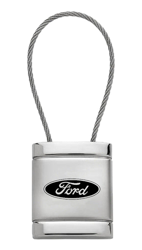 Ford Satin-Chrome Cable Key Fob - Silver