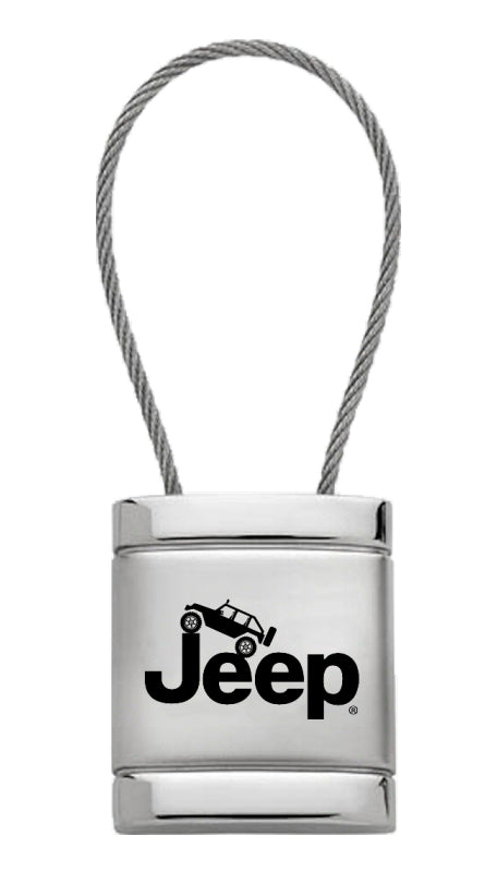 Jeep Climbing Satin-Chrome Cable Key Fob - Silver