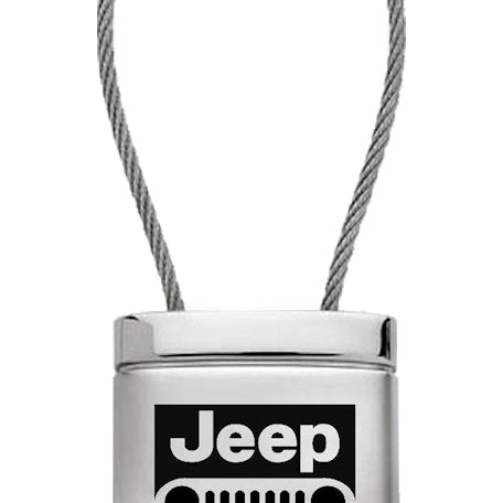 Jeep Grill Satin-Chrome Cable Key Fob - Silver