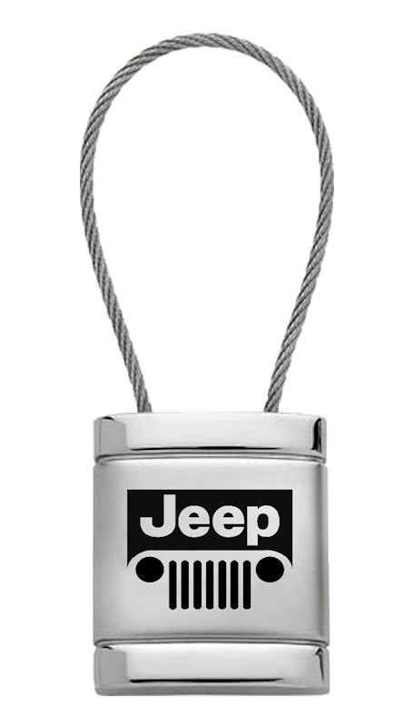 Jeep Grill Satin-Chrome Cable Key Fob - Silver