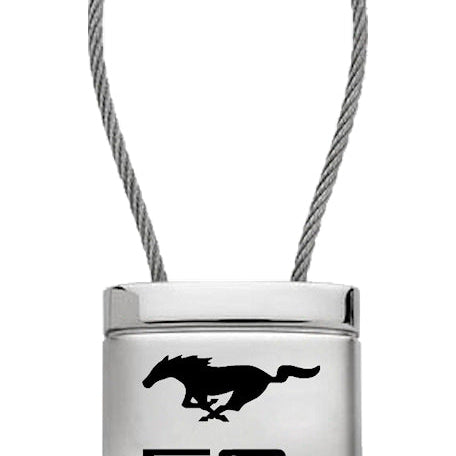 Mustang 50 Years Satin-Chrome Cable Key Fob - Silver