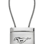 Mustang Satin-Chrome Cable Key Fob - Silver