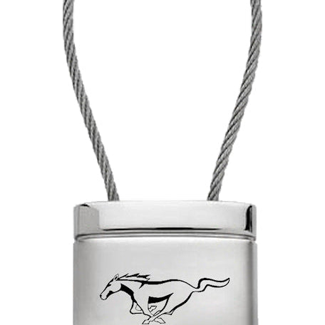 Mustang Satin-Chrome Cable Key Fob - Silver