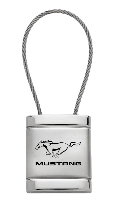 Mustang Satin-Chrome Cable Key Fob - Silver