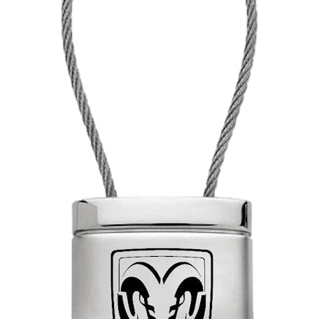 Ram Head Satin-Chrome Cable Key Fob - Silver