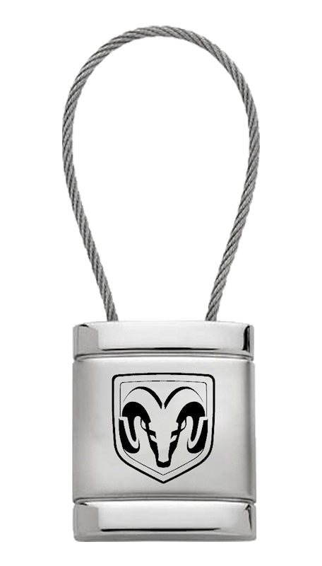 Ram Head Satin-Chrome Cable Key Fob - Silver