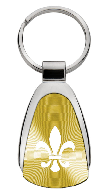 Novelty Fleur-De-Lis Teardrop Key Fob - Gold