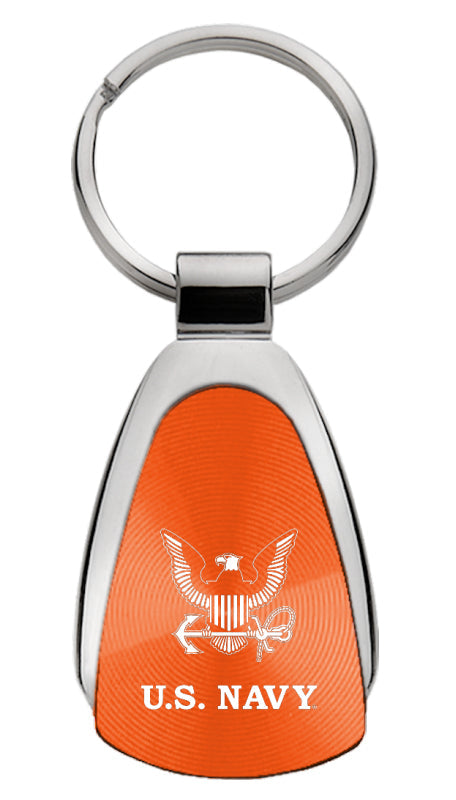 Military U.S. Navy Insignia Teardrop Key Fob - Orange