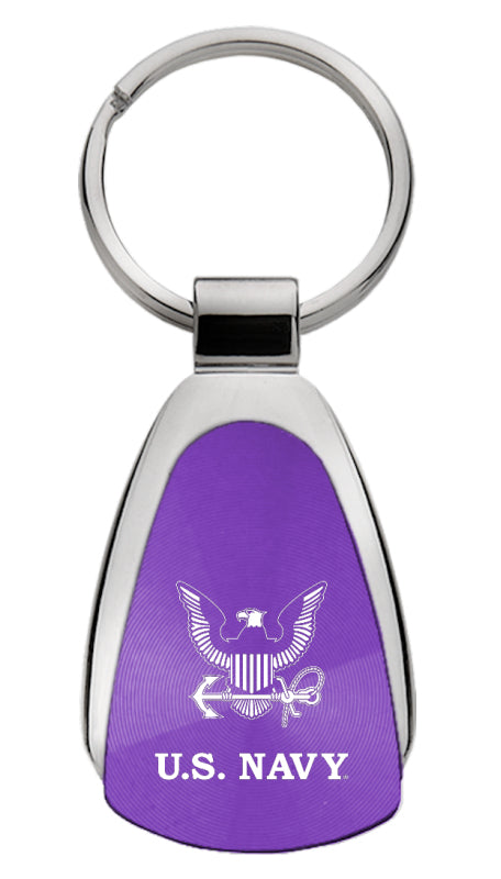 Military U.S. Navy Insignia Teardrop Key Fob - Purple