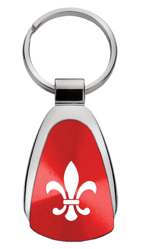 Novelty Fleur-De-Lis Teardrop Key Fob - Red