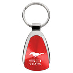 Mustang 50 Years Teardrop Key Fob - Red