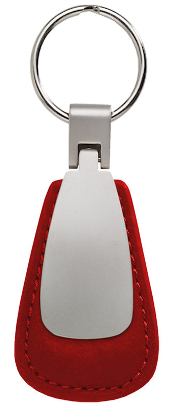 Blank Leather Teardrop Key Fob - Red