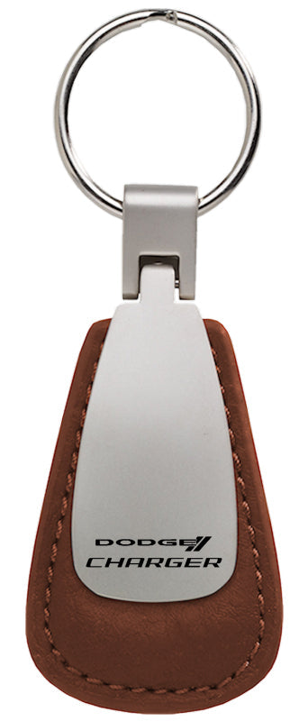 Dodge Charger Leather Teardrop Key Fob - Brown