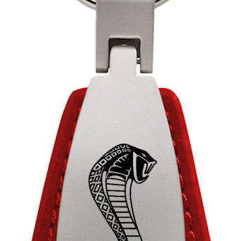 Mustang Cobra Leather Teardrop Key Fob - Red