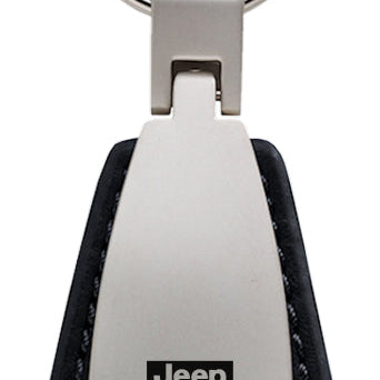 Jeep Gladiator Leather Teardrop Key Fob - Black