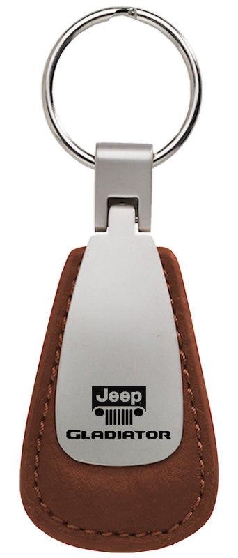 Jeep Gladiator Leather Teardrop Key Fob - Brown