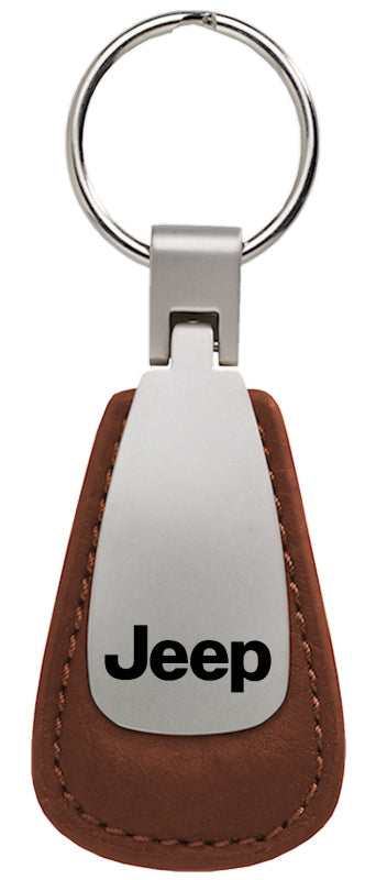 Jeep Leather Teardrop Key Fob - Brown