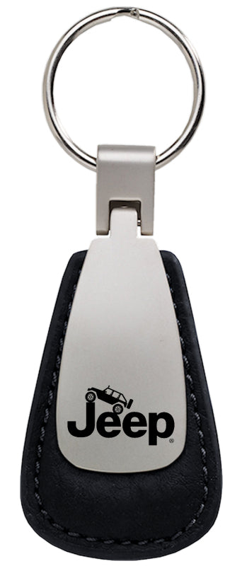 Jeep Climbing Leather Teardrop Key Fob - Black