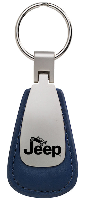 Jeep Climbing Leather Teardrop Key Fob - Blue