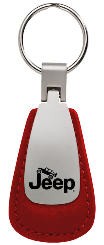 Jeep Climbing Leather Teardrop Key Fob - Red