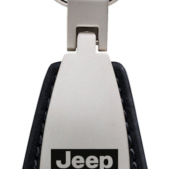 Jeep Grill Leather Teardrop Key Fob - Black