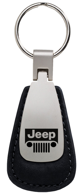 Jeep Grill Leather Teardrop Key Fob - Black