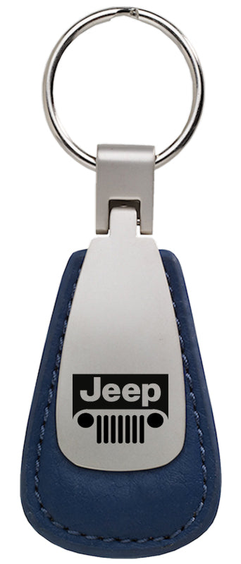 Jeep Grill Leather Teardrop Key Fob - Blue