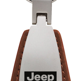 Jeep Grill Leather Teardrop Key Fob - Brown