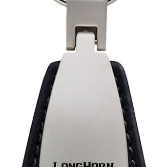 Ram Longhorn Skull Leather Teardrop Key Fob - Black