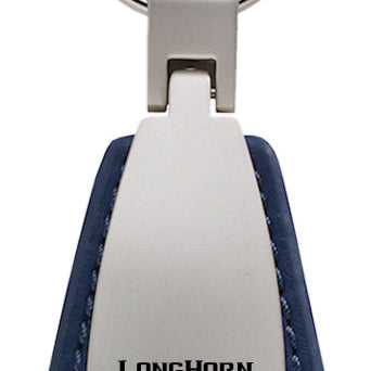 Ram Longhorn Skull Leather Teardrop Key Fob - Blue