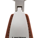 Ram Longhorn Skull Leather Teardrop Key Fob - Brown