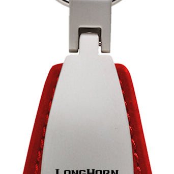 Ram Longhorn Skull Leather Teardrop Key Fob - Red