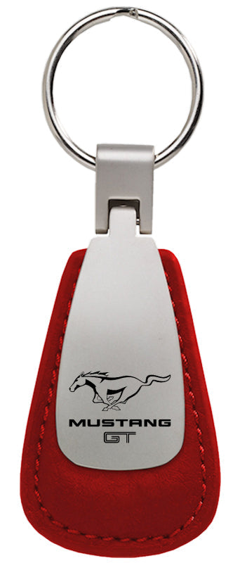 Mustang GT Leather Teardrop Key Fob - Red