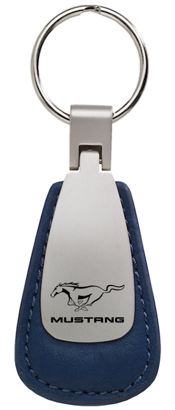 Mustang Leather Teardrop Key Fob - Blue