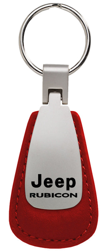 Jeep Rubicon Leather Teardrop Key Fob - Red