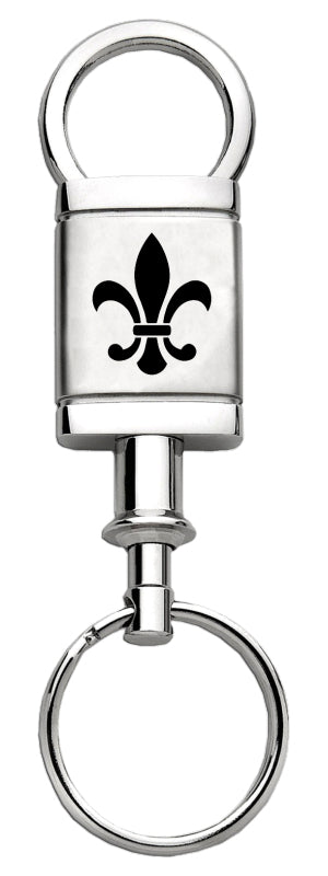 Novelty Fleur-De-Lis Satin-Chrome Valet Key Fob - Silver