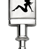 Novelty Sitting Lady Satin-Chrome Valet Key Fob - Silver