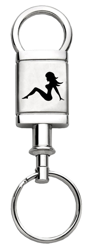 Novelty Sitting Lady Satin-Chrome Valet Key Fob - Silver