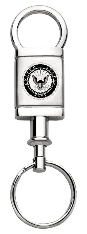 Military U.S. Navy Satin-Chrome Valet Key Fob - Silver